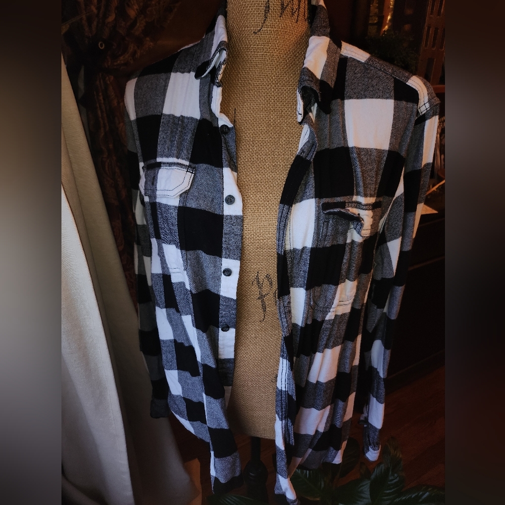 George Black and White Plaid Kid's Shirt